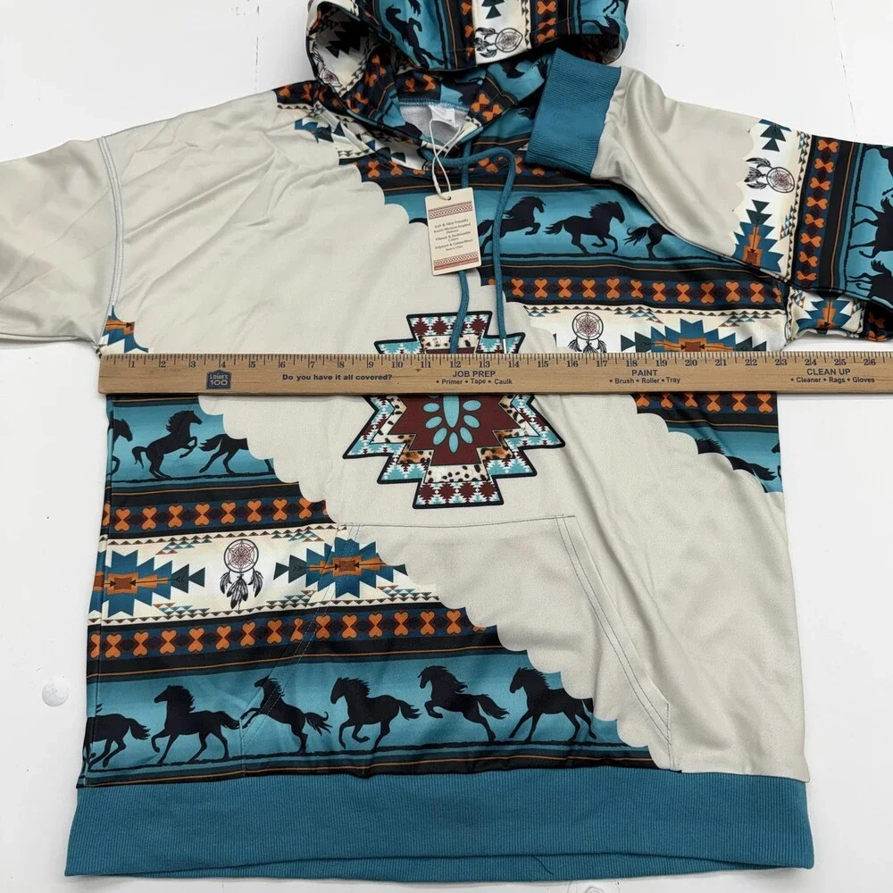Lanaoree Hoodie Sweatshirt Womens Large Multicolor Southwestern Horse Pullover